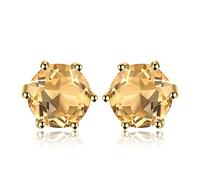 JewelryPalace Rundschliff 0.9ct Echt Citrin Ohrstecker Silber 925 Damen, Gelber Naturstein Schmuck Set, Ohrringe Silber Edelstein Mädchen, Ohrstecker Silber Klein mit Stein Frauen Geschenk Vergoldet