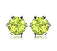 JewelryPalace Rundschliff 1.1ct Echt Peridot Ohrstecker Silber 925 Damen, Naturstein Schmuck Set Grün, Ohrringe Silber Edelstein Mädchen, Ohrstecker Silber Klein mit Stein Frauen Geschenk