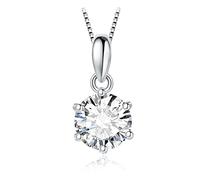 JewelryPalace Rundschliff 1ct Zirkonia Solitär Kette Anhänger, Simulierter Diamant Braut Schmuck Set, Halskette Damen Silber 925 Collier Damen mit Stein, Schmuck Mädchen Geschenk für Frauen 45CM