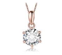 JewelryPalace Rundschliff 1ct Zirkonia Solitär Kette Anhänger, Simulierter Diamant Braut Schmuck Set, Halskette Damen Silber 925 Collier Damen mit Stein, Schmuck Mädchen Geschenk Frauen Rosegold 45CM