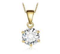 JewelryPalace Rundschliff 1ct Zirkonia Solitär Kette Anhänger, Simulierter Diamant Braut Schmuck Set, Halskette Damen Collier Damen mit Stein, Schmuck Mädchen Geschenk Frauen Vergoldet 45CM
