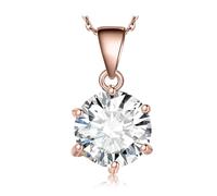 JewelryPalace Rundschliff 2ct Zirkonia Solitär Kette Anhänger, Simulierter Diamant Braut Schmuck Set, Halskette Damen Collier Damen mit Stein, Schmuck Mädchen Geschenk Frauen Rosegold 45CM