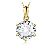 JewelryPalace Rundschliff 3ct Zirkonia Solitär Kette Anhänger, Simulierter Diamant Braut Schmuck Set, Halskette Damen Silber 925 Collier Damen mit Stein, Schmuck Mädchen Geschenk Frauen Vergoldet 45CM