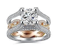 JewelryPalace Vintage Luxus Infinity 2.5ct Zirkonia Promise Ring Damen,3 Farben Verlobungsring Silber 925 Gold Frauen, Simulierter Diamant Unendlichkeit Hochzeitsring Trauring Ehering Ring Band Set 51