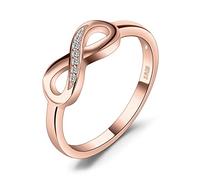 JewelryPalace Wickelring Infinity Verlobungsring Unendlichkeit Promise Eheringe Ring Silber 925 Damen, Zirkonia Silberringe Trauringe Hochzeitsringe Antragsring Ringe, Damen Schmuck Rosegold 57