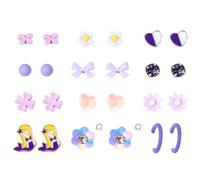 JewelryWe 12 Paar Ohrstecker Set Mädchen: Edelstahl Hypoallergene Kleine Bogenknoten Blume Herz Rund Zirkonia Kleeblatt Gänseblümchen Meerjungfrau Kreis Ohrringe für Kinder Jugendliche