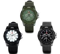 JewelryWe 3PCS Herren Armbanduhr, Analog Quarz Piloten Outdoor-Sportuhr Textil Armband Uhr mit Digital Zifferblatt, 3 Modellen