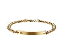 JewelryWe Armband Damen Edelstahl Panzerkette - Edelstahl Zirkonia Glänzend Poliert ID Tag Kubanische Kette Armband Partnerarmband Freundschaftsarmband Geschenk für Frauen Mädchen Gold
