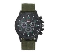 JewelryWe Armbanduhr Herren Datum Kalender Analog Quarz Beiläufige Sport Uhr Herrenuhr mit Nylon Textil Armband und 3 kleinen Zifferblättern, Grün