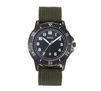 JewelryWe Armbanduhr Herren Datum Kalender Analog Quarz Einfach Beiläufige Uhr Herrenuhr mit Nylon Textil Armband, Grün