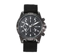 JewelryWe Armbanduhr Herren Datum Kalender Analog Quarz Sport Uhr Herrenuhr mit Nylon Textil Armband und Leuchtend Zeiger, Schwarz