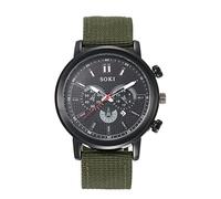 JewelryWe Armbanduhr Herren Datum Kalender Analog Quarz Sport Uhr Herrenuhr mit Nylon Textil Armband und 3 kleinen Zifferblättern, Grün