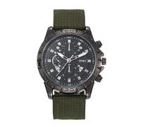 JewelryWe Armbanduhr Herren Datum Kalender Analog Quarz Sport Uhr Herrenuhr mit Nylon Textil Armband und Leuchtend Zeiger, Grün