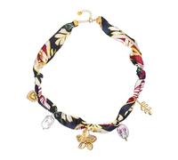 JewelryWe Boho Damen Scarf Halskette: Sommer Edelstahl Bunte Strandkette mit Blumen/Blatt/Perlen Verstellbare Ocean Statement Kette Stapelbarer Damenschmuck für Urlaub Strand Alltag Festival