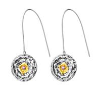 JewelryWe Boho Runde Ohrringe Damen: Vintage Unregelmäßige Tropfen Ohrringe mit Emaille & gehämmerter Struktur Elegant Ethno Stil Ohrhänger Statement Schmuck für Alltag Party Festival, Silber Gold