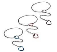 JewelryWe Choker Kette Damen Schlupfkette: 3pcs Y Lariat Lange Halskette Slip Chain Schwarz Edelstahl Panzerkette mit Herz Anhänger Sexy Punk Collier Geschichtet Schlank Verstellbare Halsband