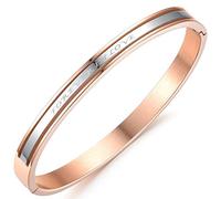 JewelryWe Damen Armreif Edelstahl Armband: Armspange mit Gravur Forever IN Love Lieben Freundschaftsarmband Valentinstag Paar Geschenke für Frauen Rosegold Silber