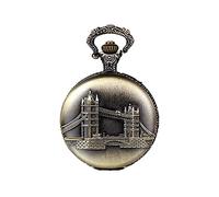 JewelryWe Damen Herren Taschenuhr London Bridge auf Deckel Uhranhänger Quarz Kettenuhr Steampunk Uhr Halskette