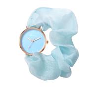 JewelryWe Damenuhr Elastisch Haarband Uhr: Damen Analog Quarz Armbanduhr Frauen Mädchen ultradünne multifunktionale Haargummi Uhr mit Hellblau Zugarmband elastischem Band Geschenk