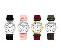 JewelryWe Damenuhr Herrenuhr Geflochten Elastisch: 4 Stück Kalender Analog Quarz Armbanduhr Damen Herren Gewebt Stretcharmband Senioren Uhr mit Stoffarmband & 12/24 Stunden Großen Zahlen Zifferblatt