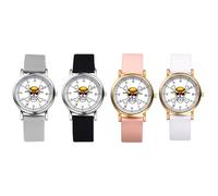 JewelryWe Damenuhr One Piece Uhren: 4er Set Anime Cartoon Totenkopf Schädel Analog Quarz Armbanduhr Unisex Silikonarmband Römische Ziffern Ultradünne Sport Lässige Uhr für Damen Herren Kinder