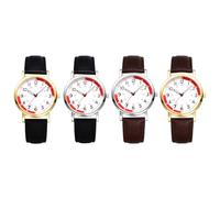 JewelryWe Damenuhr Uhr mit Lederarmband und Pulsberechnung: 4 Stück Damen Analog Quarz Armbanduhr Echtleder Leder Armband Pulsuhr Krankenschwester Uhr mit 12/24 Stunden Großen Zahlen