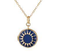 JewelryWe Foto Medaillon Halskette für Damen: Blau Emaille Vergoldet Sonnen Rund Photo Bild Anhänger mit Kette Gold Medaillon zum Öffnen Halskette Schmuck Geschenk für Mutter Tochter Freundin