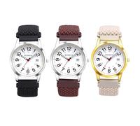 JewelryWe Geflochten Elastische Uhr mit Stoffarmband: 3pcs Damen Herren Kalender Analog Quarz Armbanduhr mit Grau Gewebt Stretcharmband & 24-Stunden-Zifferblatt - Damenuhr Herrenuhr mit Großen Zahlen