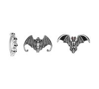 JewelryWe Gothic Fledermaus Bauchnabelpiercing Damen: Vintage 316L Edelstahl Totenkopf Nabelpiercing Belly Ring Vampirstil Hypoallerge Körperschmuck für Party Halloween Karneval Festival, Silber