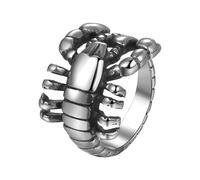 JewelryWe Gothic Skorpion Ring Herren: Punk Silber Edelstahl 3D Tier Stil Männerring Vintage Breiter Fingerring Amuletring Modeschmuck Geschenk für Freund Ehemann Vater, Größe 67