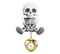 JewelryWe Halloween Krankenschwester Uhr Schwesternuhr: Gothic Skelett Totenkopf Schädel Krankenschwesteruhr Herz Einziehbar Taschenuhr Analog Quarz Pflegeuhr Ansteckuhr für Damen Arzt