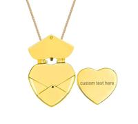 JewelryWe Halskette Damen Herz Briefumschlag: Edelstahl Gold Herz Liebesbrief Umschlag öffenbares Foto Medaillon Anhänger mit Kette Geschenk für Frauen Mutter Freundin Ehefrau