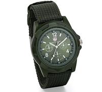 JewelryWe Herren Armbanduhr, Analog Quarz Piloten Outdoor-Sportuhr Armeegrün Textil Armband Uhr mit Armeegrün Digital Zifferblatt