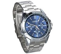JewelryWe Herren Armbanduhr, Business Casual Analog Quarz Uhr mit Edelstahl Armband, Blau Zifferblatt