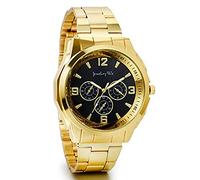 JewelryWe Herren Armbanduhr, Edelstahl Legierung, Luxus Elegant Business Analog Quarz Uhr mit Schwarz Digital Zifferblatt