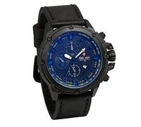 Jewelrywe Herren-Armbanduhr, Quarz, Armband aus PU-Leder, wasserdicht, 3 Zifferblätter, falsche Zifferblätter, 3 Farben, Schwarz , Gurt