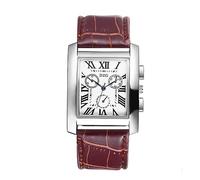 JewelryWe Herren Uhr Blau/Weiß Ritteruhren, Quadratische Original Retro Uhr Quarzuhr mit Kalender Stil Gute Geschenk 2017, Braun-B, Gurt, JW354P0032