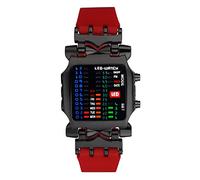 JewelryWe Herrenuhr Digital Binäre Uhr Rechteck Lünette Silikon Armbanduhr 4 Farbe LED Licht Kalender Woche Mode Cool Sport Uhren für Herren Damen Rot