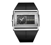 JewelryWe Herrenuhr Digital Quarz Armbanduhr: 3ATM Wasserdicht Analog Digitaluhr Herren Schwarz Silikonarmband Rechteckig Sport Militär Taktische Uhr mit LED Beleuchtung, Chronograph, Alarm, Kalender