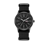 JewelryWe Herrenuhr Leuchtende Militär Uhr: Einfache 12/24H Anzeige Kalender Analog Quarz Armbanduhr Herren Canvas Stoff Taktische Sport Uhr mit Schwarz Nylon Textil Armband & Digital Zifferblatt