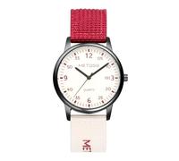 JewelryWe Herrenuhr Militär Taktische Armbanduhr: Militärische Analog Quarz Armbanduhr Herren Rot-Weiß Nylonarmband Sport Uhr mit Datum Kalender & großem arabischen Zahlen Zifferblatt