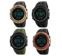 JewelryWe Herrenuhr Multifunktionale Digital Armbanduhr: 4 Stück 5ATM Wasserdicht Elektronische Digitaluhr Herren Silikonarmband Große Outdoor Sport Uhr mit LED-Beleuchtung, Kalender, Stoppuhr, Alarm