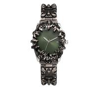 JewelryWe Herrenuhr Steampunk Leuchtende Armbanduhr Kalender Analog Quarzuhr Ohne Index Herren Abnehmbares Metallarmband Y2K Punk Hip Hop Uhr mit Leuchtzeigern