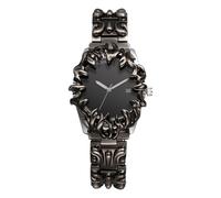JewelryWe Herrenuhr Steampunk Leuchtende Armbanduhr Kalender Analog Quarzuhr Ohne Index Herren Abnehmbares Metallarmband Y2K Punk Hip Hop Uhr mit Leuchtzeigern