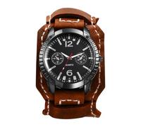 JewelryWe Herrenuhr Steampunk Uhren mit Lederarmband: Halloween Punk Analog Quarz Armbanduhr Herren Großes Zifferblatt Dual-Use Uhr mit Braun Abnehmbarem Breit Echtleder Leder Armband