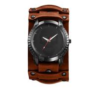 JewelryWe Herrenuhr Steampunk Uhren mit Lederarmband: Halloween Punk Totenkopf Schädel Analog Quarz Armbanduhr Herren Große Dual-Use Uhr mit Braun Abnehmbarem Breit Echtleder Leder Armband