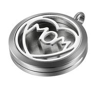 JewelryWe Herz Aromatherapie Halskette Damen: Silber Edelstahl Hohle MOM Herz Rund Diffusor Ätherische öle öffenbar Floating Medaillon Locket Anhänger Kette mit 6 Bunt Filzkreisen Mode Schmuck