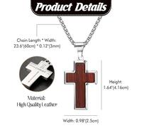 JewelryWe Holz Kreuz Halskette Herren: 2 Stück Edelstahl Philipper 4:13 Bibelvers Kreuzförmige Anhänger I Can Do All Things Through Christ Glaubenskette 60cm Religiöser Schmuck Geschenk für Männer