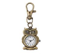 JewelryWe Karabiner Uhr Vintage Eule Analog Quarz Taschenuhr Antik Bronze