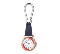 JewelryWe Karabineruhr Pulsmesser Taschenuhr mit Karabiner: Rosegold Analog Quarz Schwesternuhr Echtleder Band Outdoor Rucksack Uhr für Krankenschwester Ärzte Radfahrer Kletterer